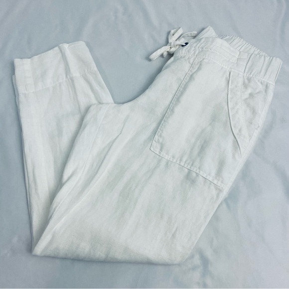 Athleta Pants - Athleta White Linen Cropped Pants Size 6